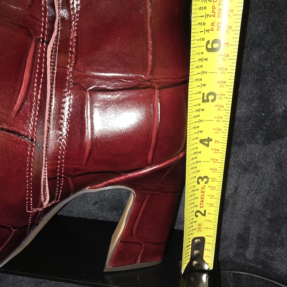 Vince Camuto Plum Croc-Embossed Leather Wide Calf Boots - Picture 6 of 10